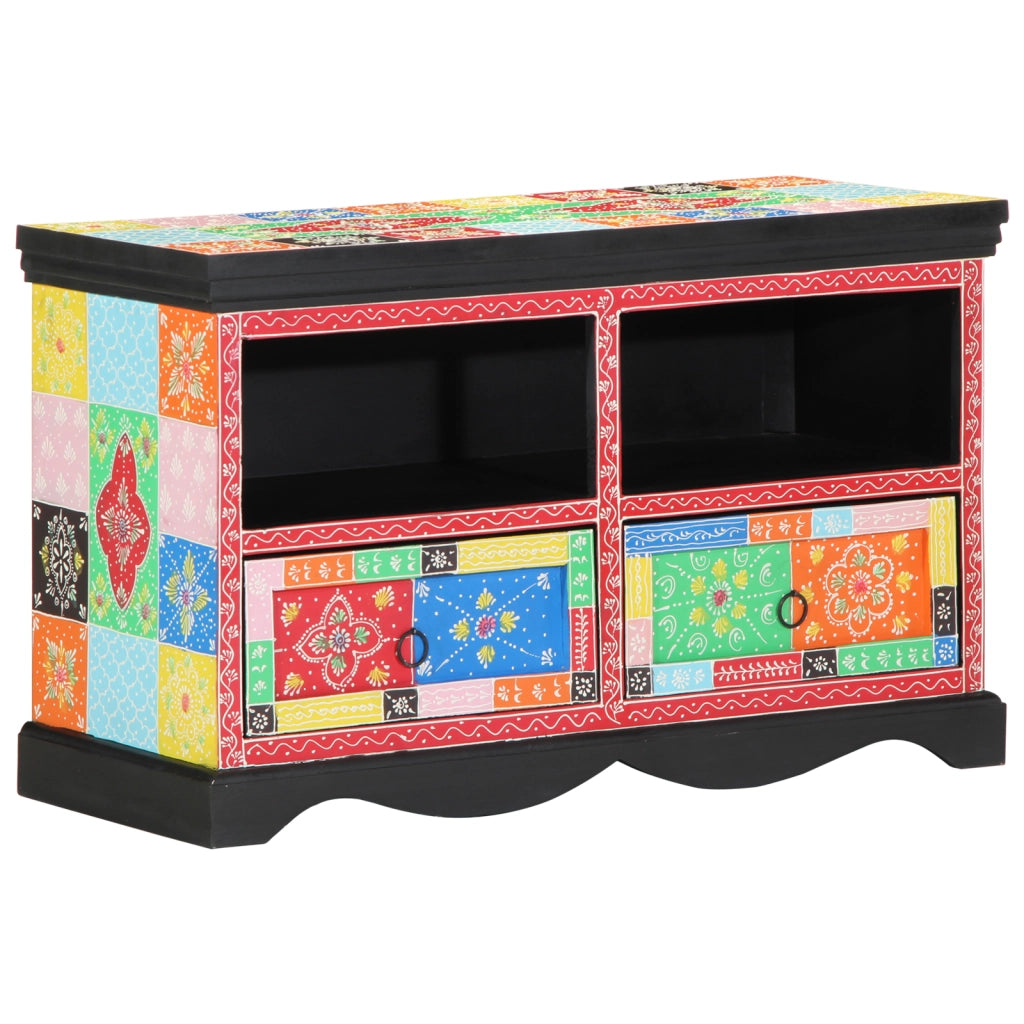 Mobile TV  Multicolore 80x35x50 cm in Legno Massello di Mango