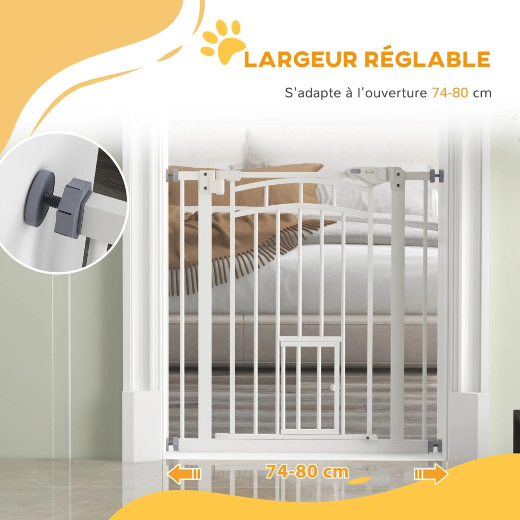 Barriera per cani porta chiusura automatica ¨C Minimal ¨C acciaio nero 74-80 cm