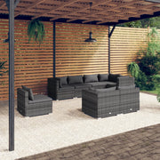Set Divani da Giardino 8 pz con Cuscini in Polyrattan Grigio cod mxl 40488