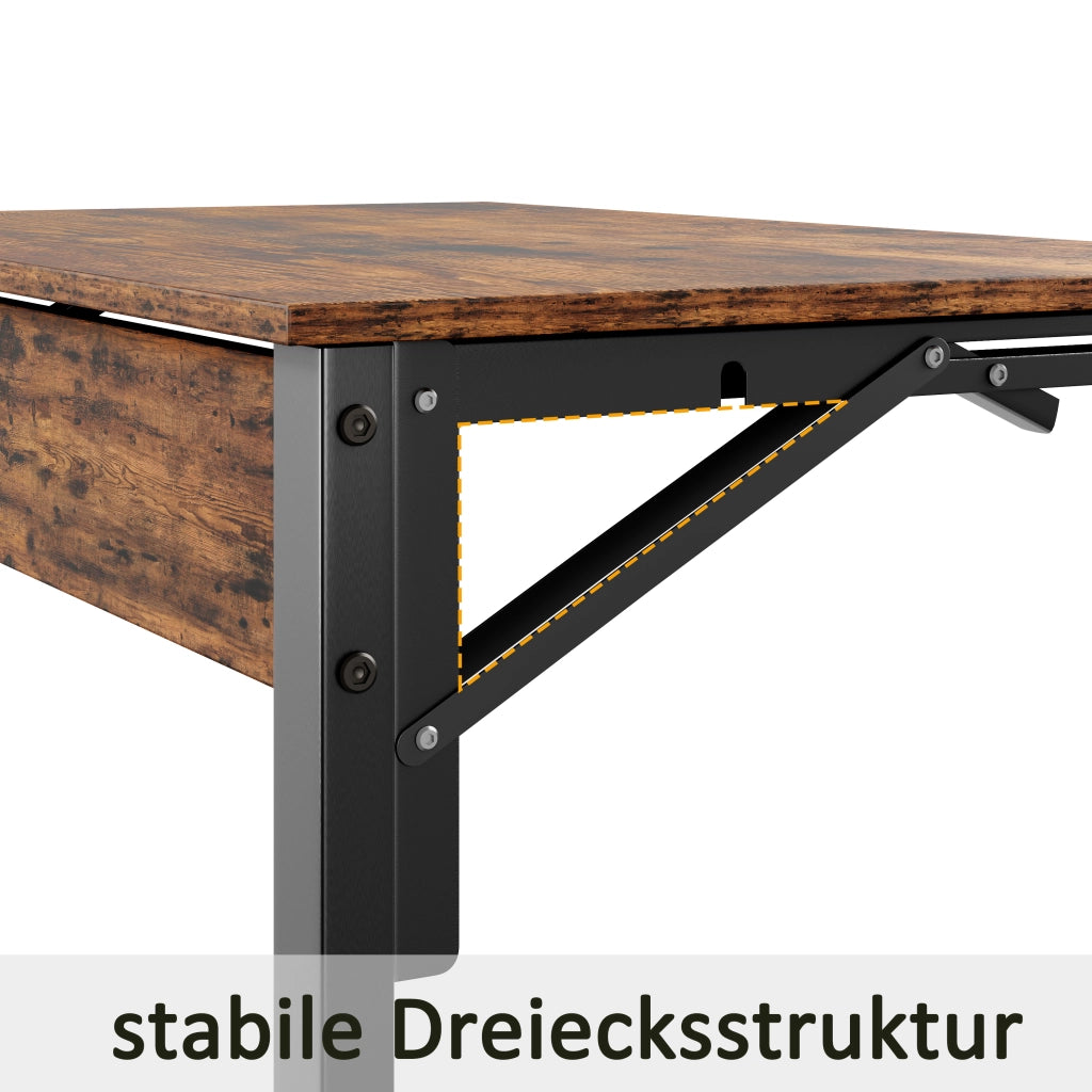 Tavolino basso a C pieghevole con struttura in metallo piano effetto legno per soggiorno e camera 60 × 37 × 71 cm