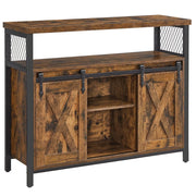 Credenza per sala da pranzo credenza da cucina mobile contenitore mobile con ante scorrevoli ripiano regolabile stile industriale per soggiorno 100 x 33 x 80 cm marrone rustico e nero 12_0004529