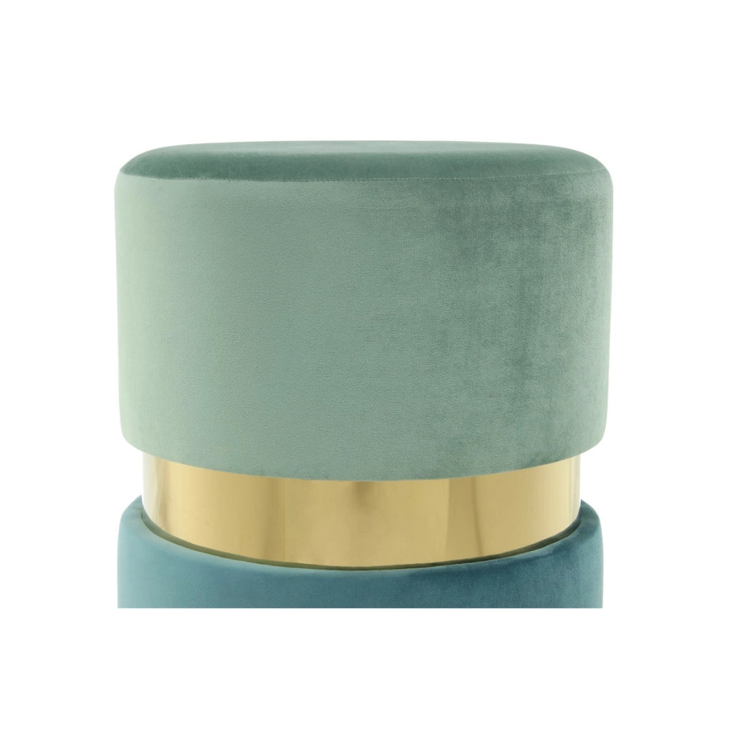 Sgabello Pouf Gipsy 800 in Velluto Mint e Petrolio