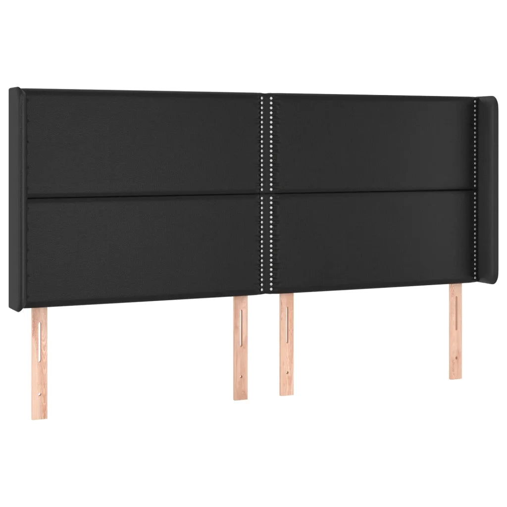 Testiera | Testata ad Orecchio Nera 183x16x118/128 cm in Similpelle