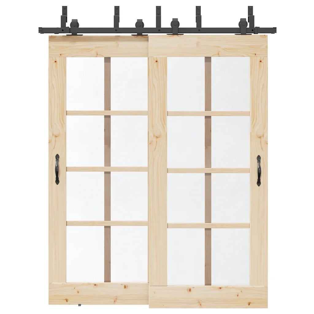 Kit di Binari per Porte Scorrevoli 183 cm Acciaio Nero CFW6173872