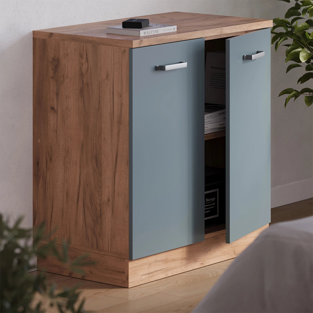 Mobile per mansarda Rion Grigio-blu/Rovere dorato 80 x 83.8 cm senza inclinazione con 2 ante Vicco