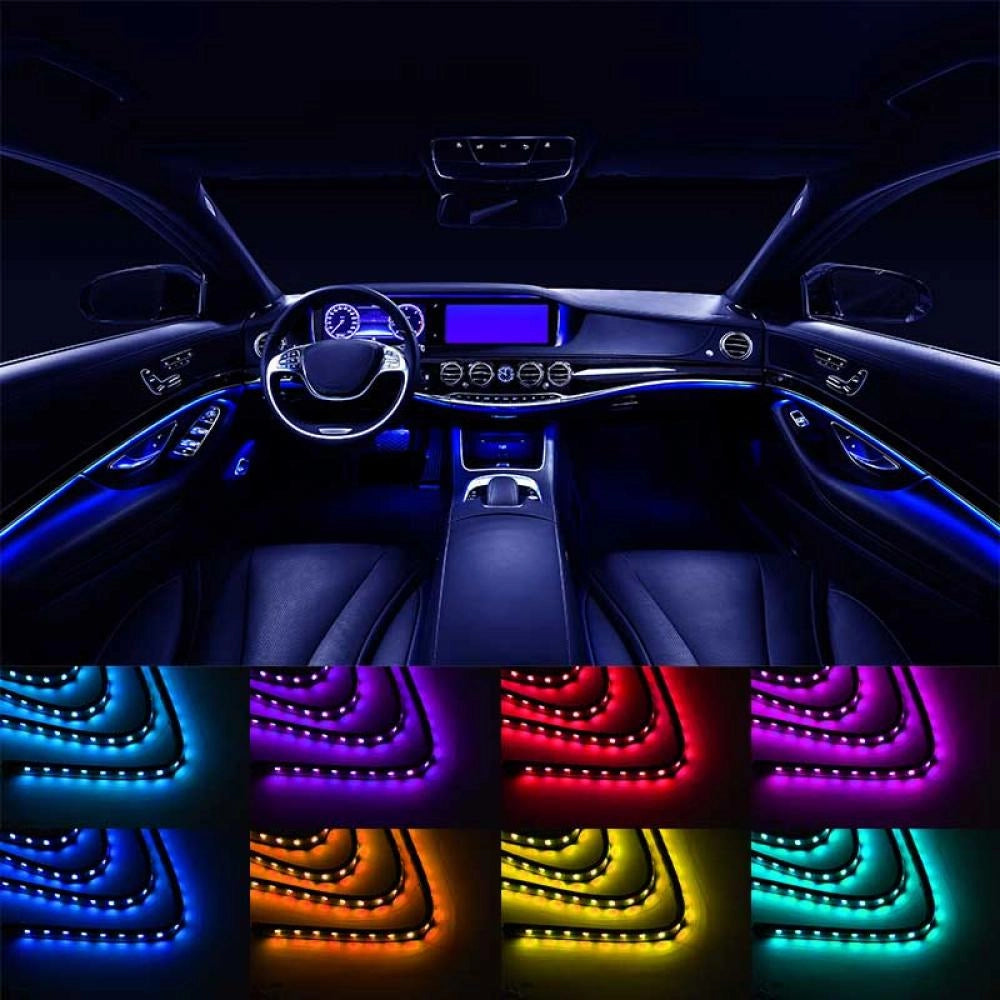 Striscia luminosa ambientale a LED per auto 12V con telecomando, controllo musicale 4x267mm RGB