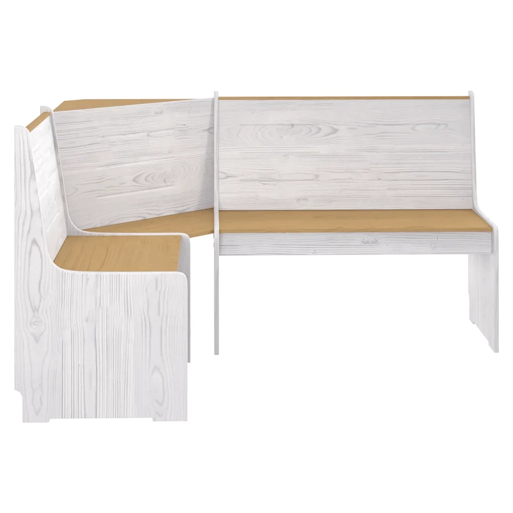 Panca Angolare-Sgabello-Panca da esterno REINE 151 cm in Legno di Pino ambra e Bianco