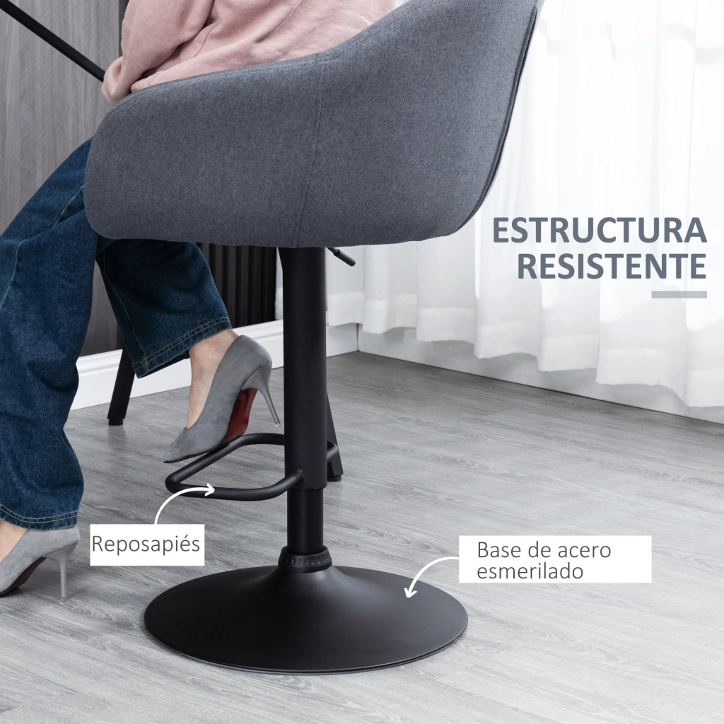 Sgabello da Bar Regolabile in Tessuto con Poggiapiedi ¨C Zephmum ¨C Grigio Scuro 54x54x92-112 cm