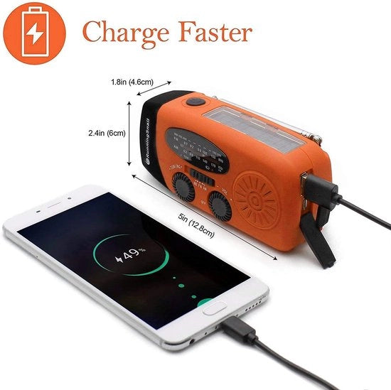 Radio di Emergenza con Manovella, 2000mAh Batteria Ricaricabile, Caricatore USB per Telefono Mobile, Allarme SOS