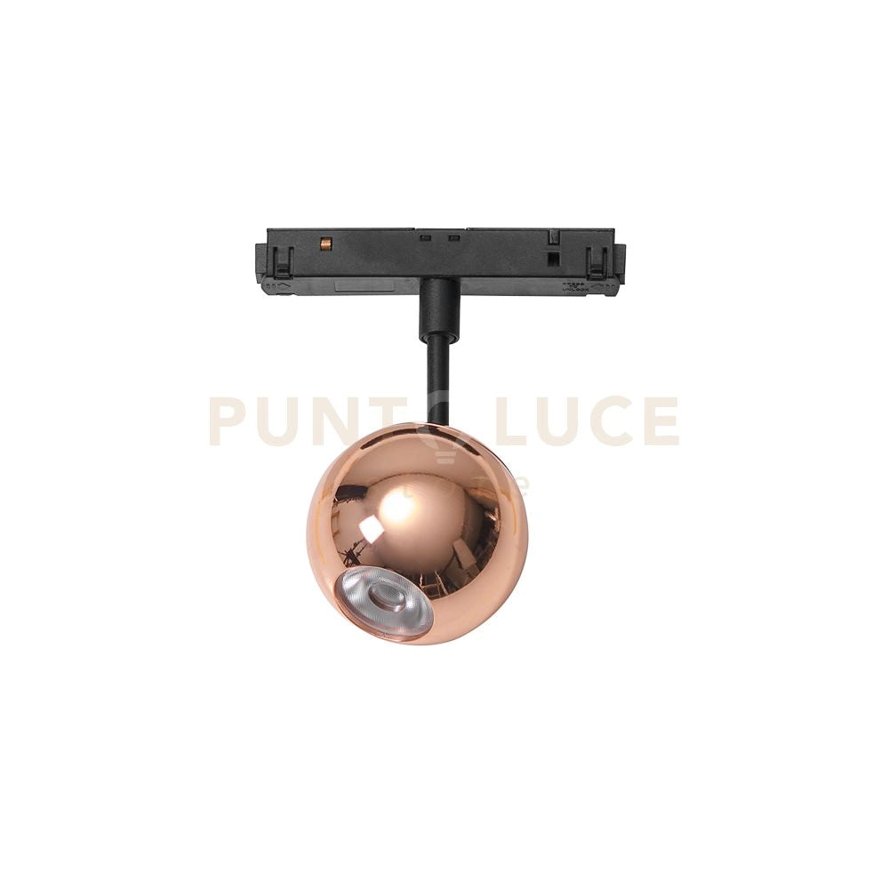 NARDO SP - FARETTO PROIETTORE REGOLABILE RAME TONDO INCASTRO MAGNETICO PER BINARIO 48V 3000K 410LM 8,5W
