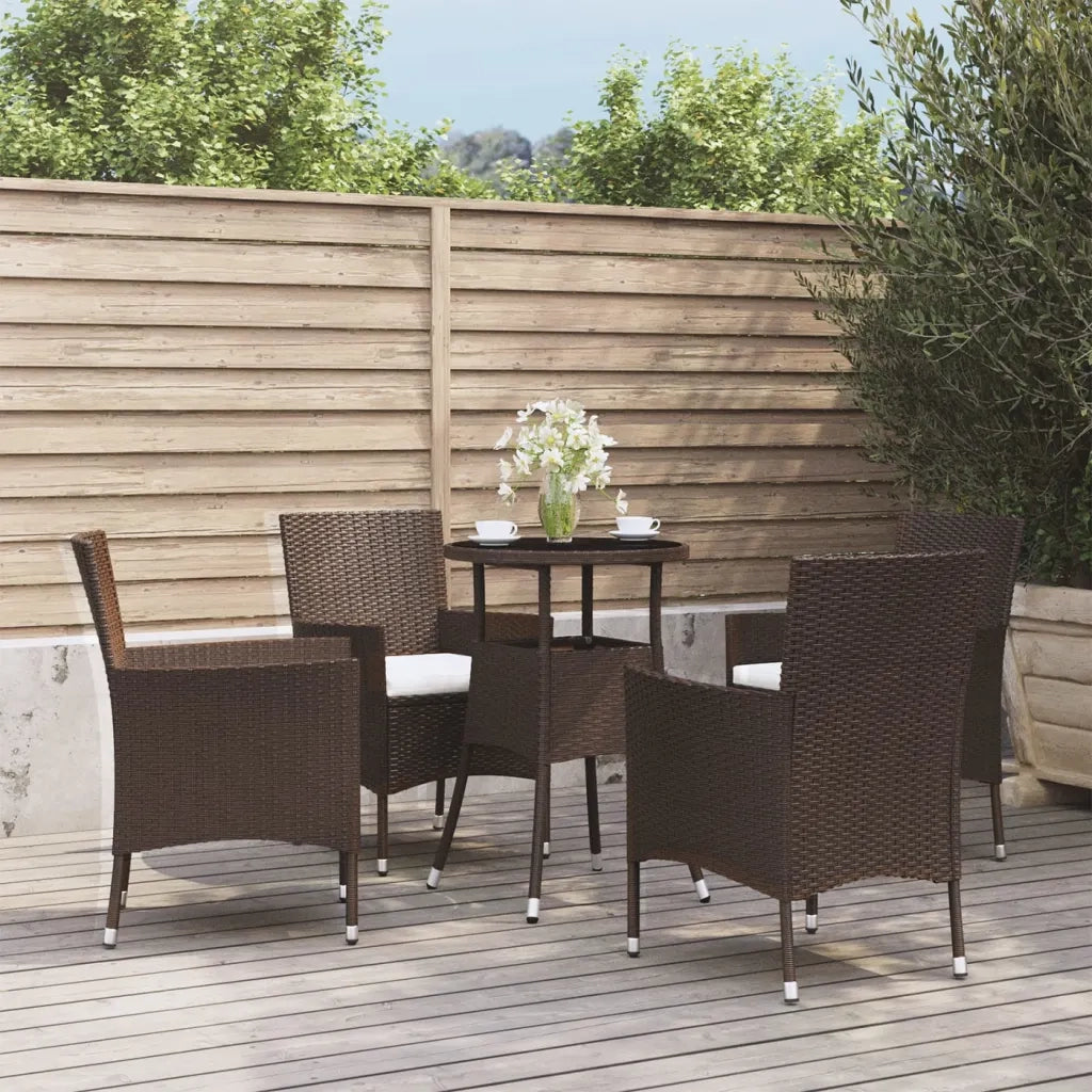 Set BistrÃ² da Giardino 5 pz con Cuscini in Polyrattan Marronecod mxl 93471