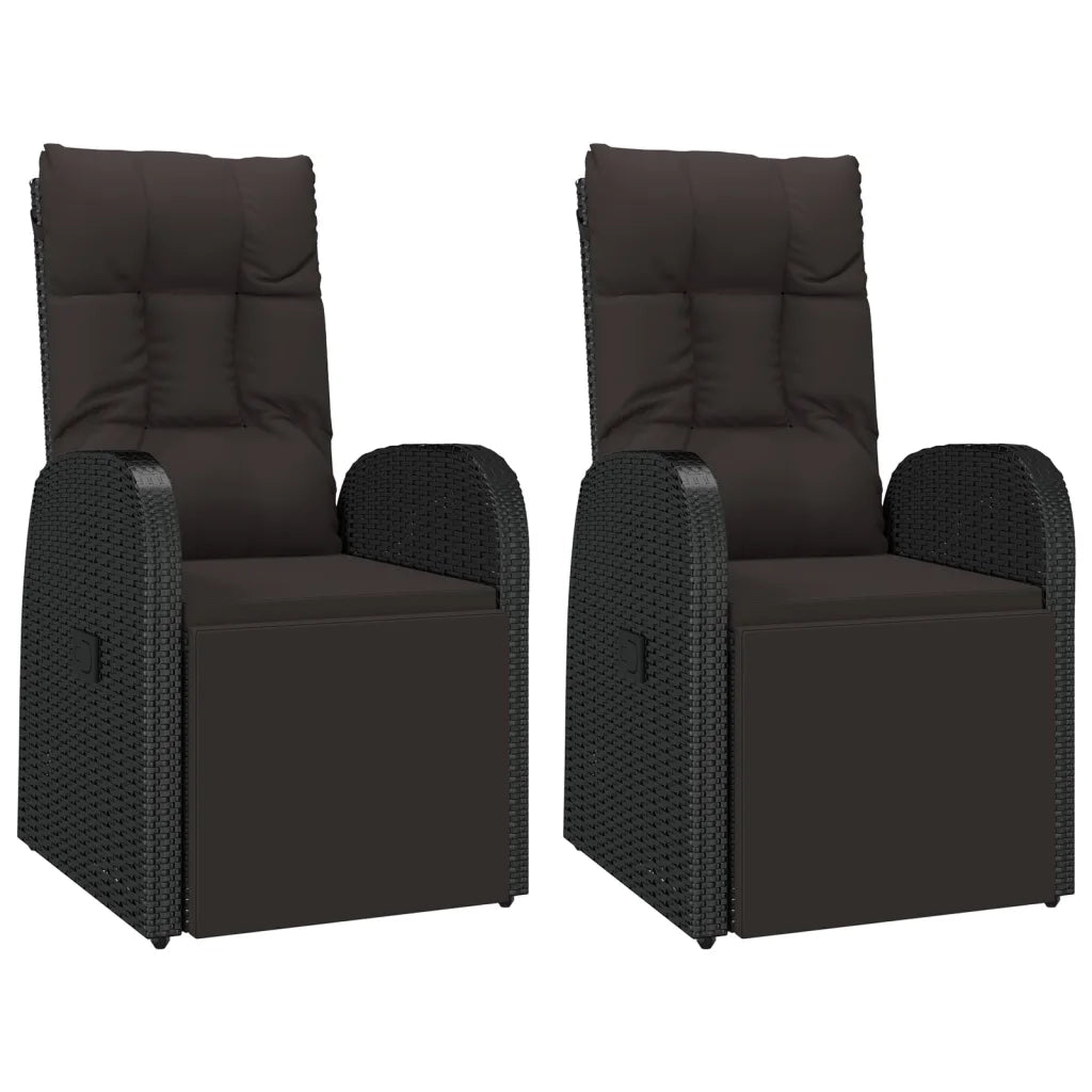 Set Pranzo Giardino 3pz Nero Polyrattan e Legno Massello Acacia 3157606