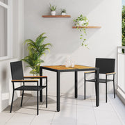 Set da Pranzo da Giardino 3 Pezzi in Polyrattan Nero