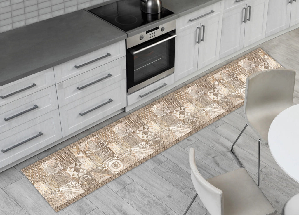 Tappeto Passatoia Cucina Antiscivolo Sottolavello Digitale Dis. Atelier Beige - 50x400 - Beige