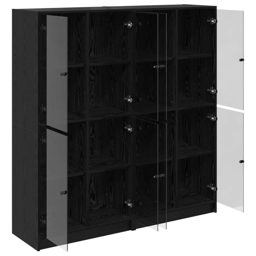 Credenza 2 pcs Rovere Nero 68 x 37 x 142 cm Legno multistrato 3402646