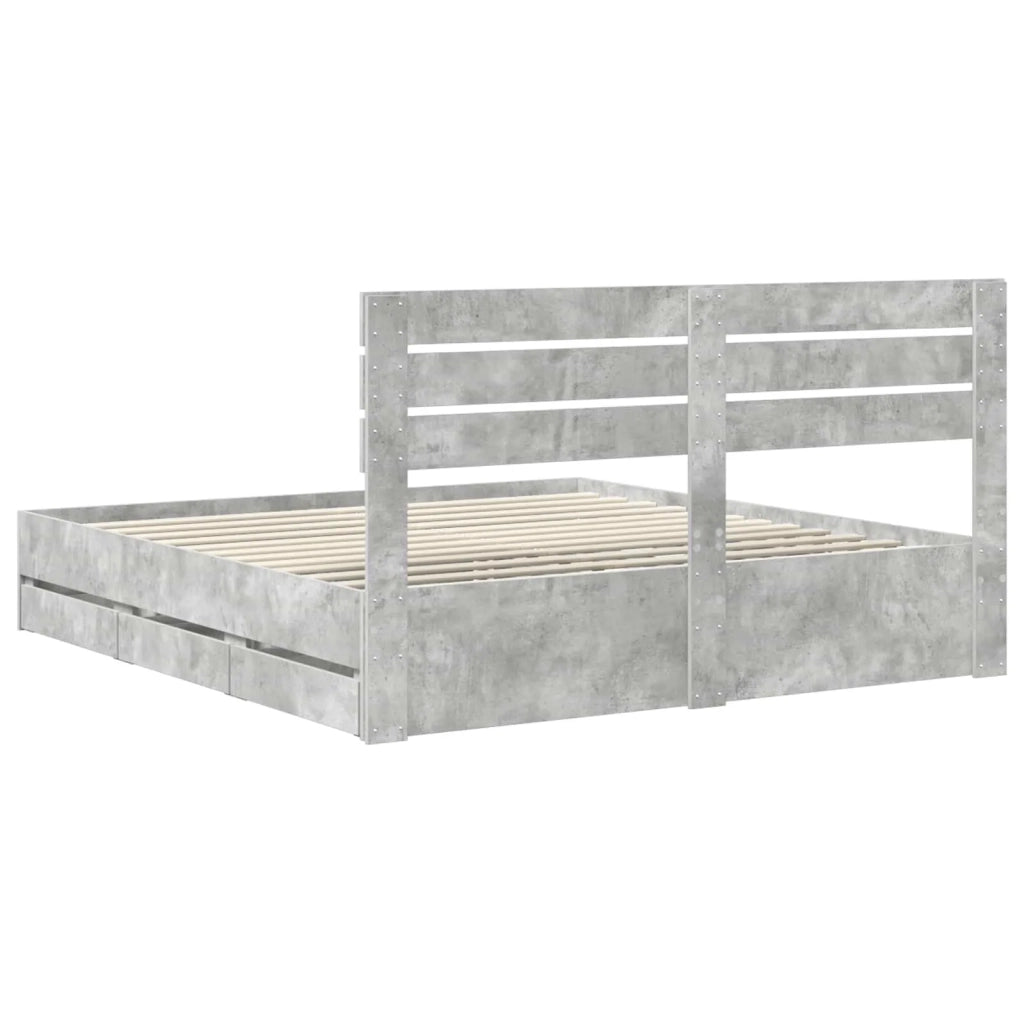 Struttura del letto con cassetto Grigio cemento 200 x 200 cm