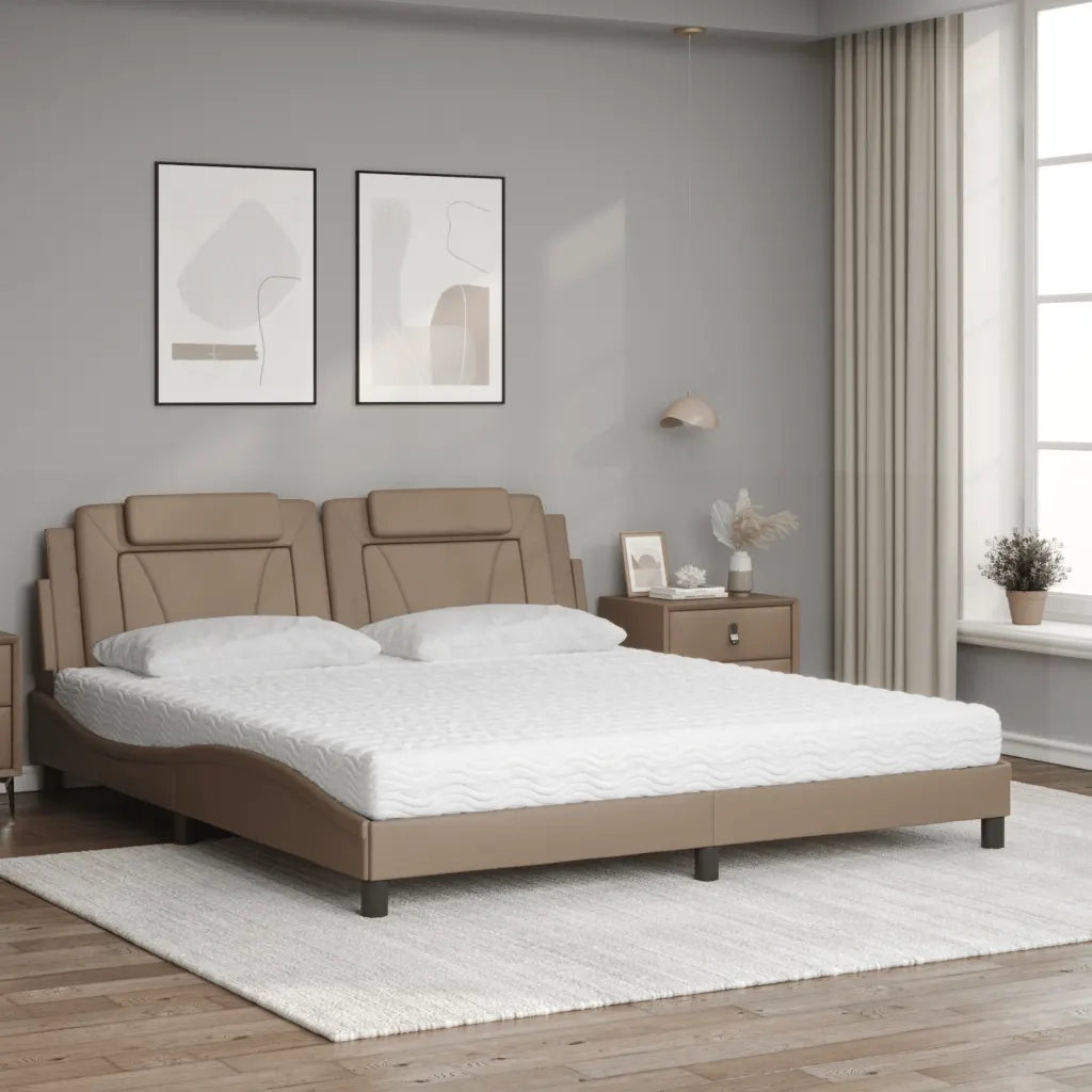 Letto Viana con Materasso Cappuccino 180x200cm Similpelle 3208814