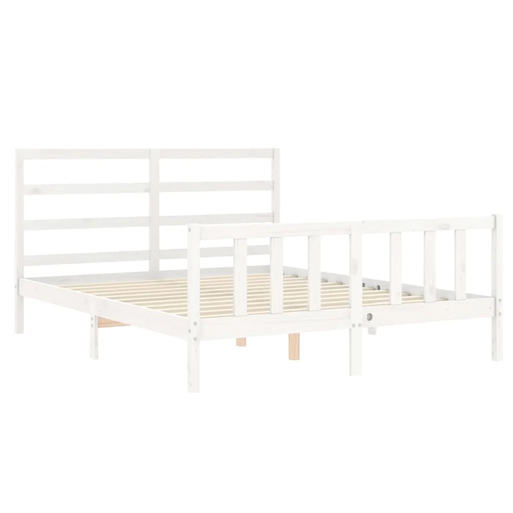 Giroletto senza Materasso-Struttura Letto Bianco 160x200 cm Legno Massello Pino 831666