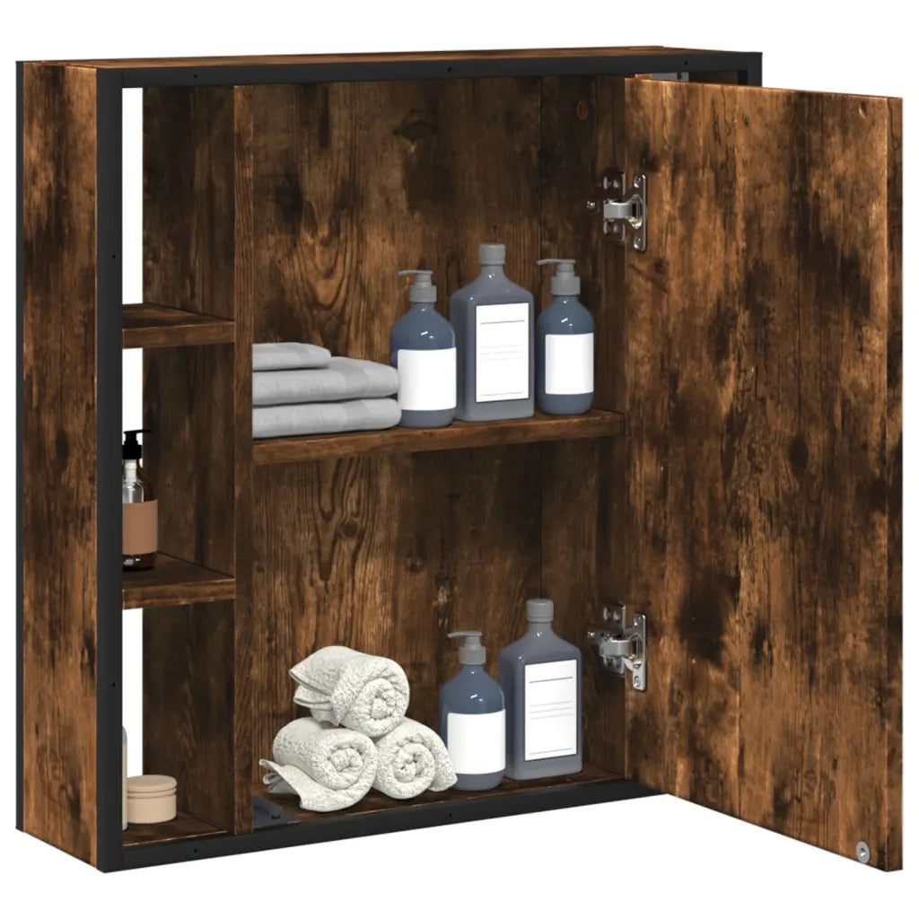 Mobile Bagno Specchio Rovere Fumo 60x16x60 cm Legno Multistrato 842428