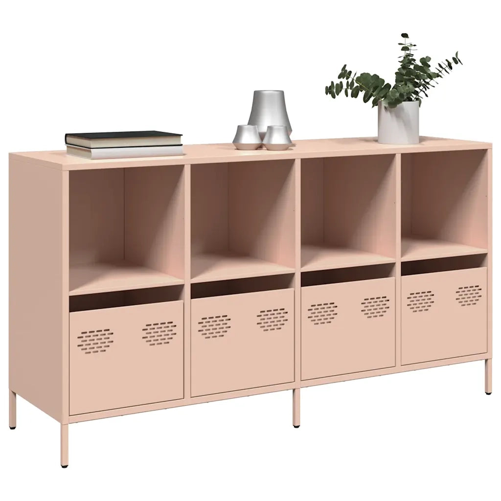 Credenza Rosa 135x39x73,5 cm in Acciaio Laminato a Freddo
