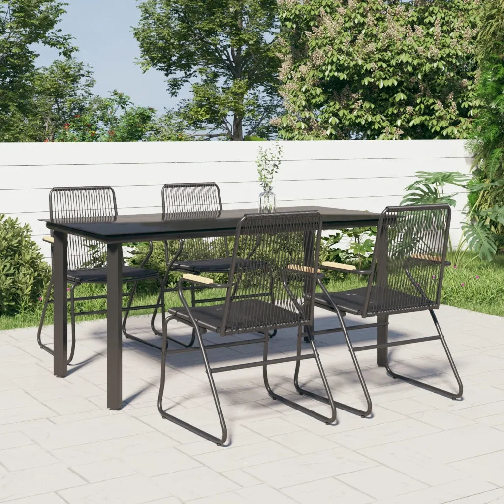Set da Pranzo da Giardino 5 pz Nero in Rattan PVC 3156572