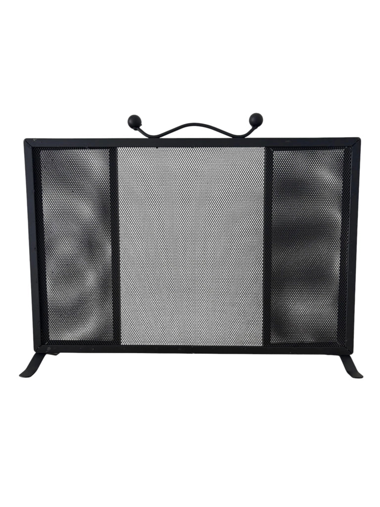 Parascintille Moderno per Camino in Ferro, 60 cm + (15 cm x 2 Antine) X 45h cm, 2 Ante Richiudibili, Nero