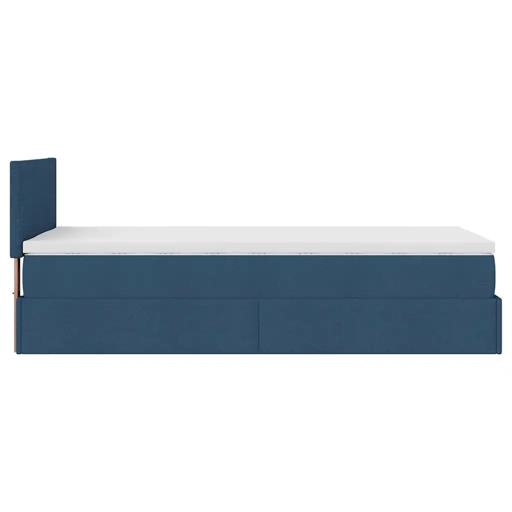 Struttura Letto Pouf con Materasso Blu 80x200 cm in Tessuto