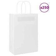 Sacchetti di Carta 250 pz con Manici Bianchi 21x11x31 cm