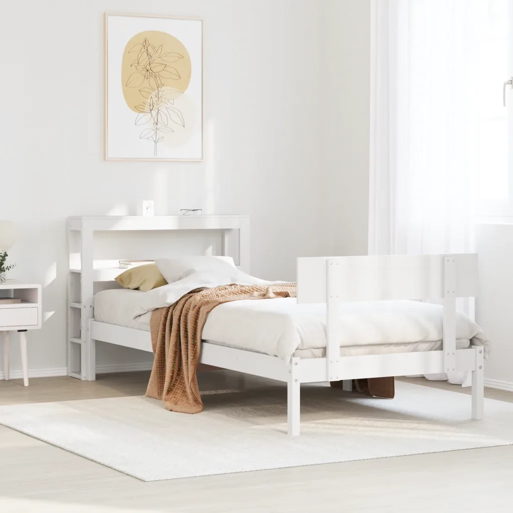 Letto singolo | Letto per adulti | Letto senza Materasso Bianco 90x190 cm in Legno Massello Pino