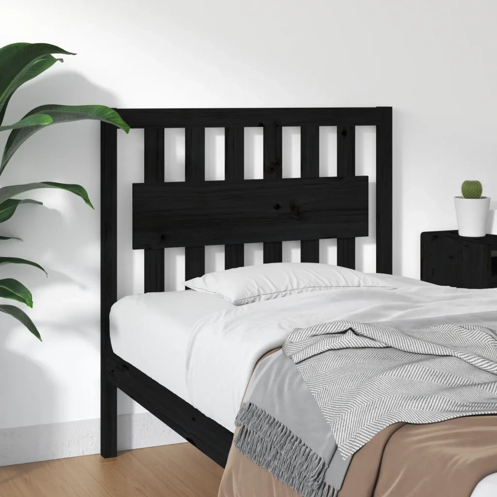 Testiera | Testata per Letto Nera 95,5x4x100 cm in Legno Massello di Pino