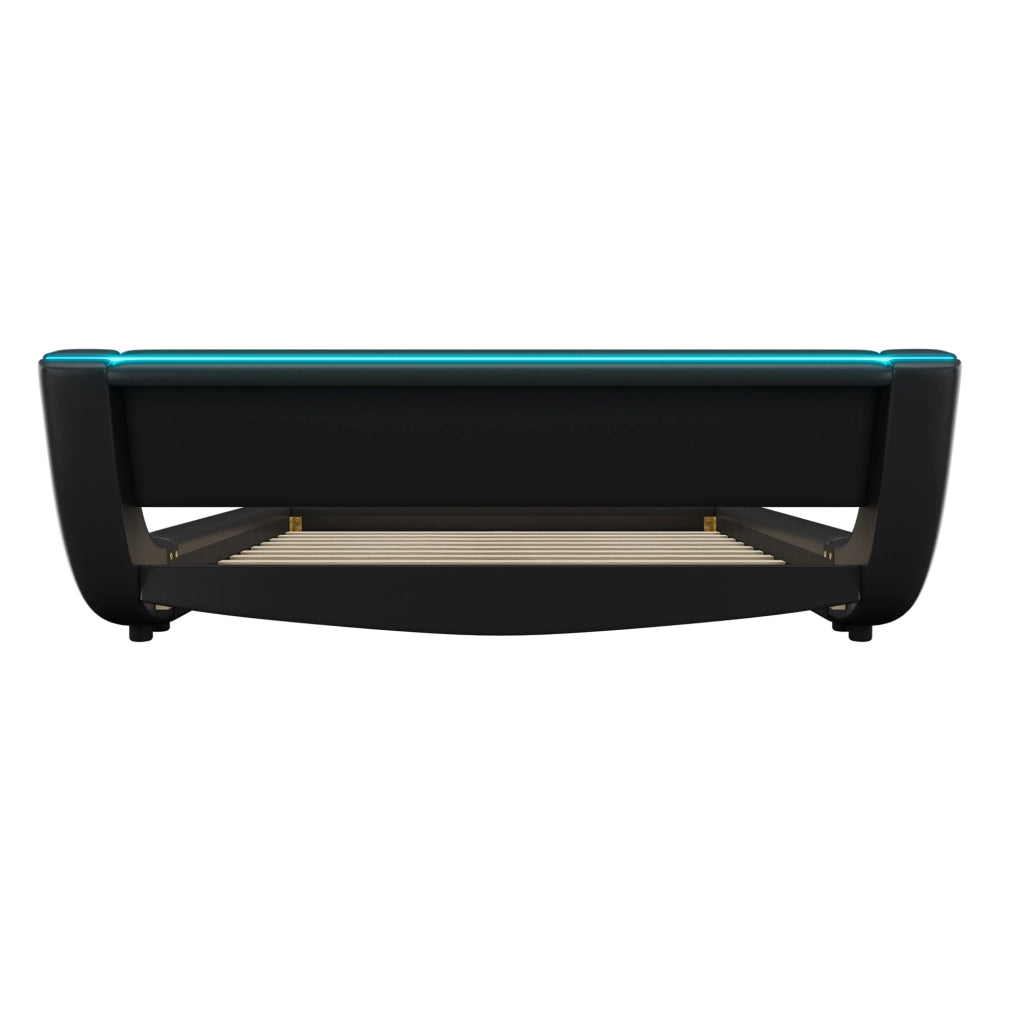 Letto basso 140x200 cm in PU con LED ambientale