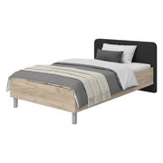 Norcia, Letto Piazza e Mezza Dimensione Materasso 120x200 cm, Marrone Rovere Grigio