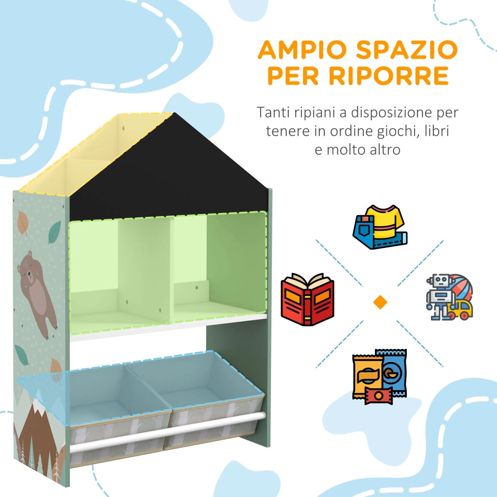 EasyComfort Scaffale Portagiochi per Bambini con Ripiani e Cassetti Rimovibili, Verde