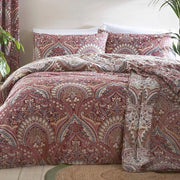 Copertina da Letto Jacobean - Marone Doppia - Rovesciabile 200 x 200 cm - Design Marocchino Bohémien con 2 Cuscini