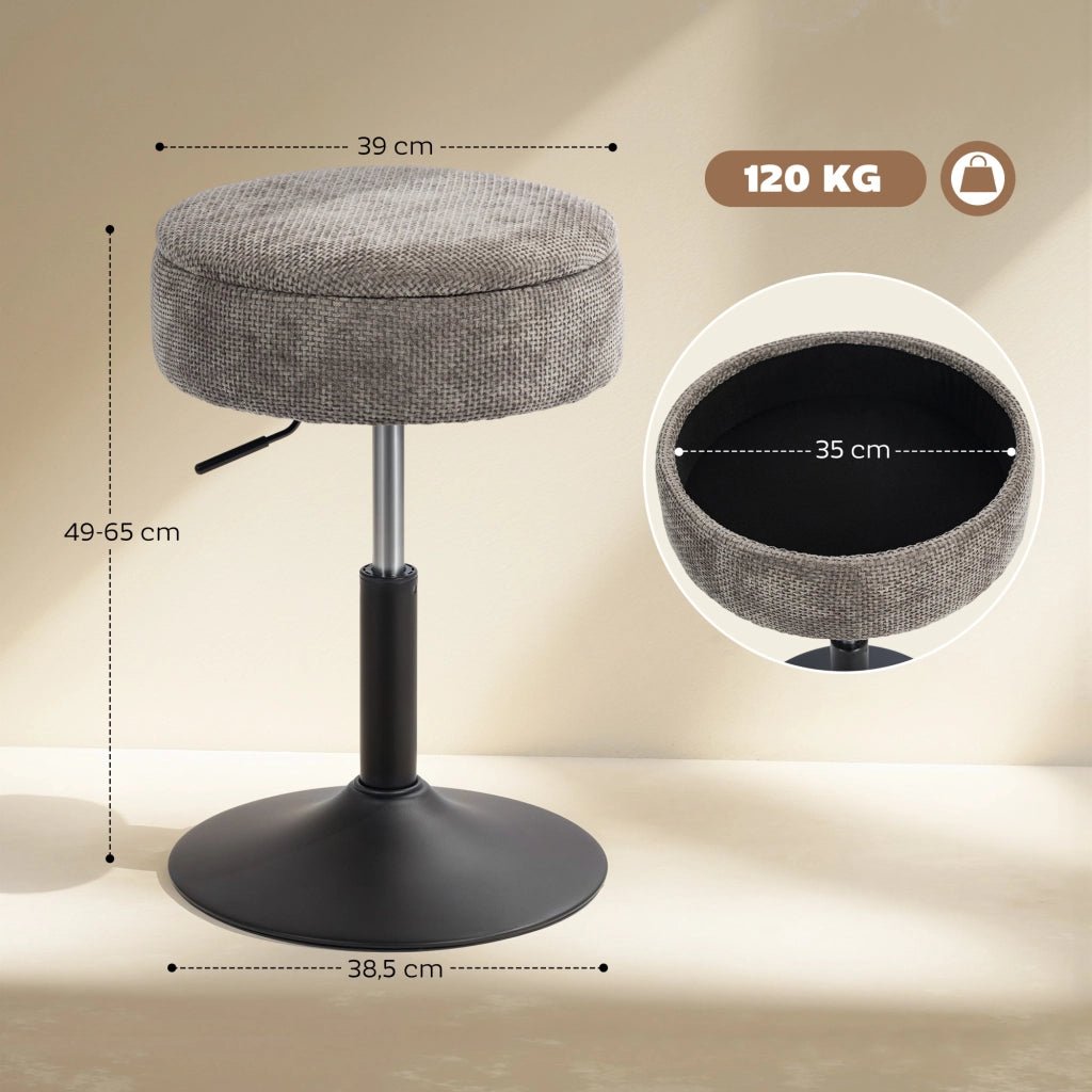Sgabello da Bar Rotante con Altezza Regolabile e Rivestimento in Velluto Grigio ¨C zephmum ¨C Grigio