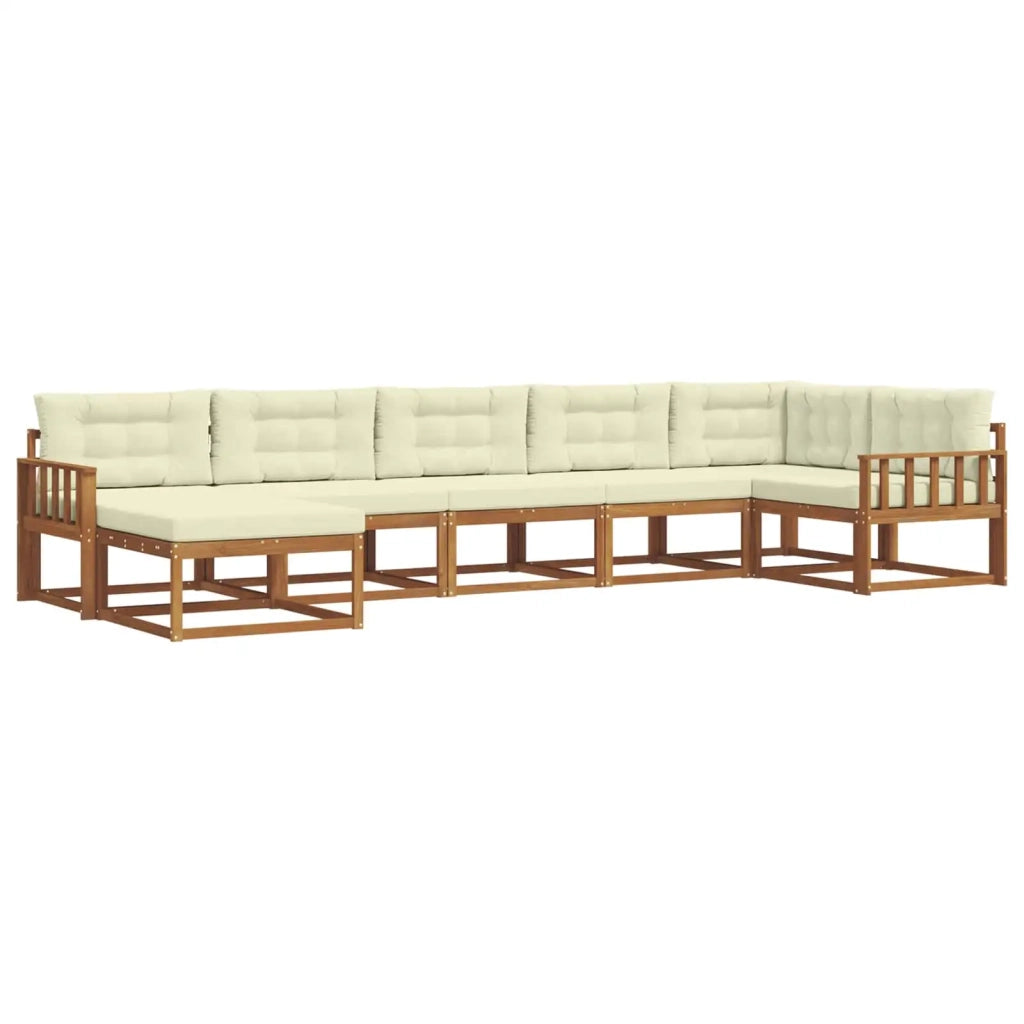 Set di divani da esterno con cuscino 7 pcs Naturale e Crema