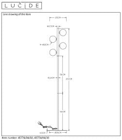 Lampada da terra Lucide Tycho 4 luci G9 nera 154cm