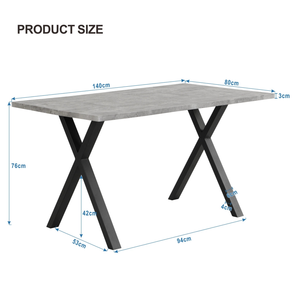 Tavolo moderno con gambe a croce in MDF e metallo grigio e nero