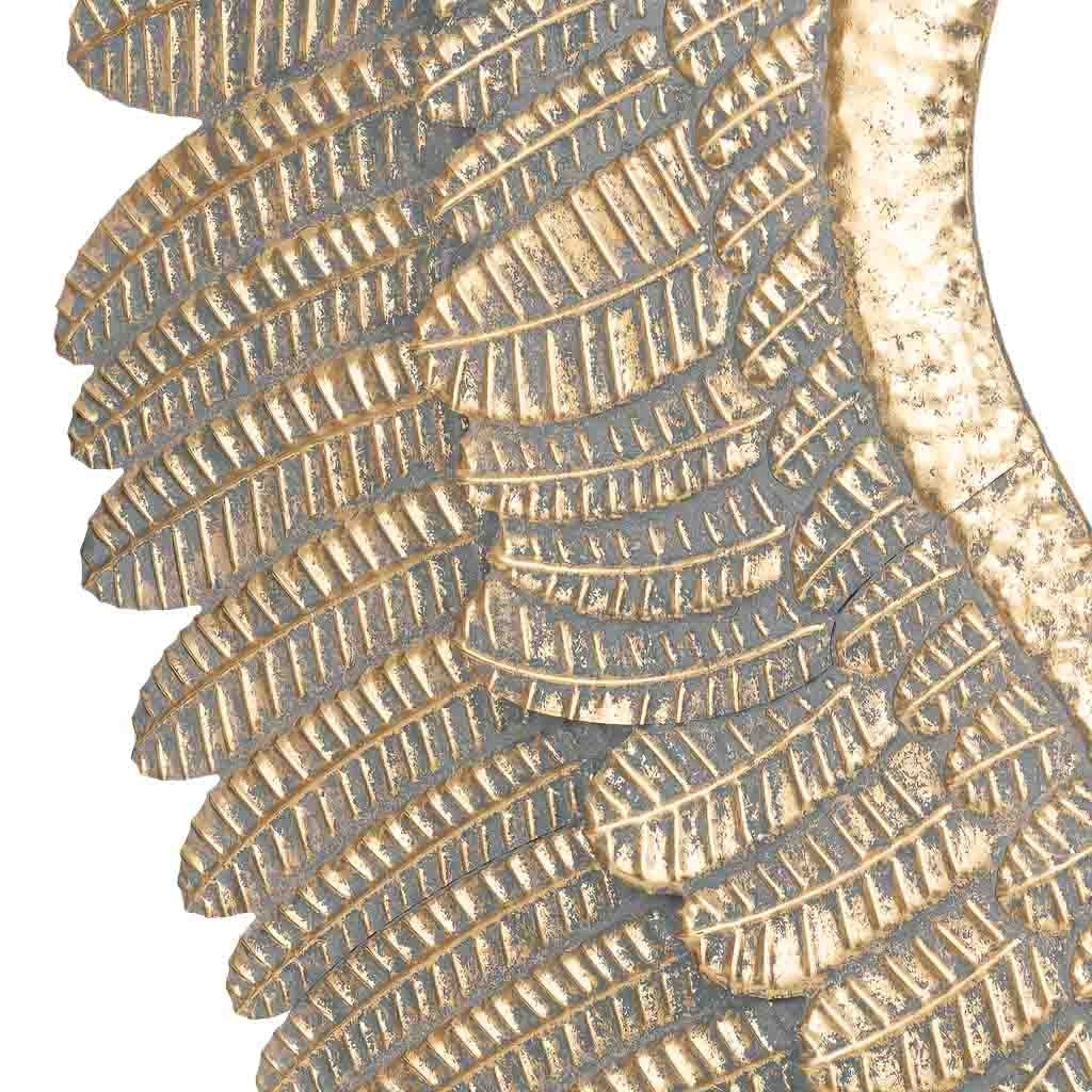 Decorazione da parete ali in metallo dorato 53x6x119 cm