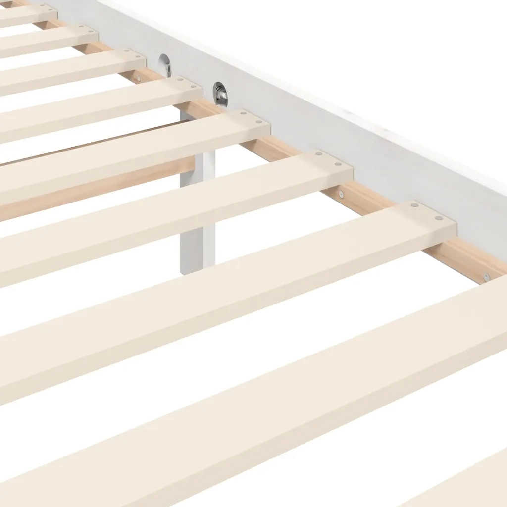 Giroletto con Testiera Bianco 200x200 cm in Legno Massello 3194072