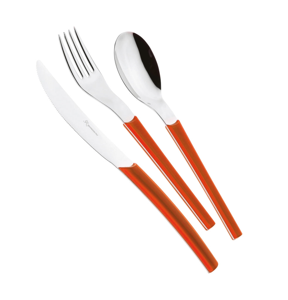 Servizio Set di Posate 24 pezzi in Acciaio Inox Eme Loto Arancio 1665C