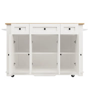 Carrello da Cucina con 1 Cassetto; Piano Ribaltabile; Vetro Temperato e Ripiani; in MDF; Bianco e Naturale