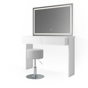 Vicco Tavolo da toeletta Bianco 120 cm con specchio e sgabello a LED