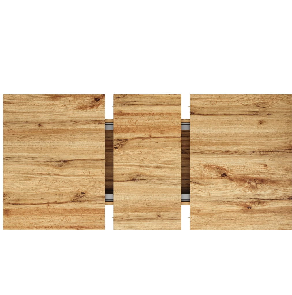 Tavolo da pranzo 120x75x75.5 cm; estensibile fino a 160 cm; MDF e metallo; colore naturale
