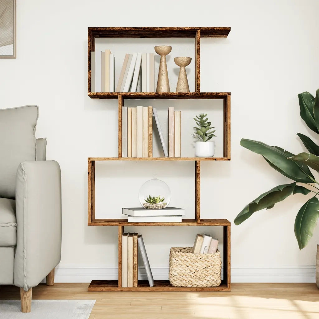 Libreria 4 Ripiani Legno Vecchio 70x24x129 cm in Truciolato 858109