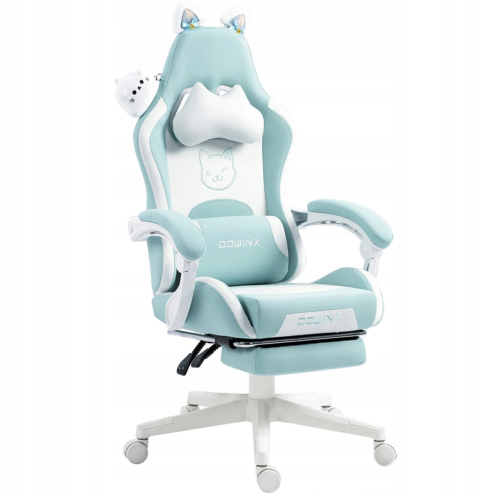 Sedia Gaming DOWINX Verde Menta a Tema Coniglio con Poggiapiedi; Schienale 145° e Portata 150 kg