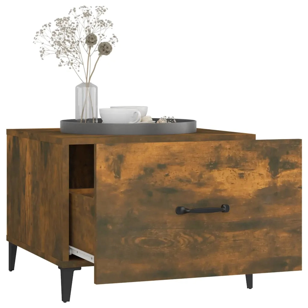 Tavolino da Salotto con Gambe in Metallo Rovere Fumo 50x50x40cm 817537