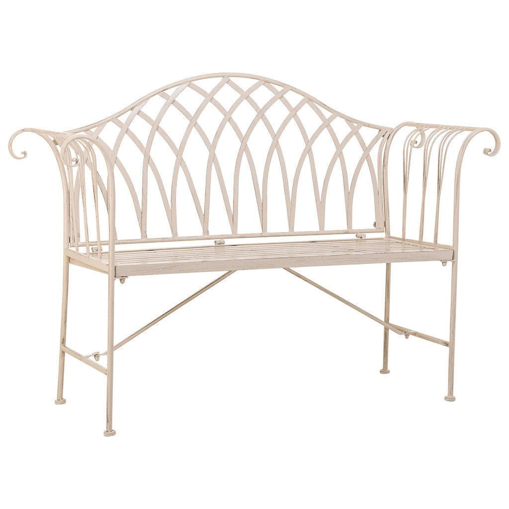 Sgabello in ferro battuto bianco 110x50x88h