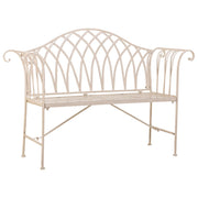 Sgabello in ferro battuto bianco 110x50x88h