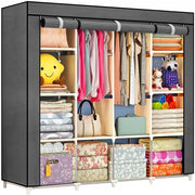 Armadio 170x45x170 cm in finitura nera, ideale per la camera da letto.
